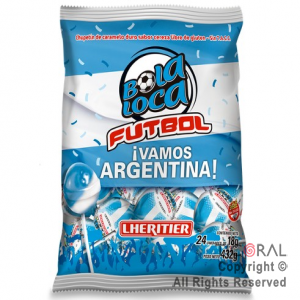 GOLO CHUPETIN BOLALOCA FUTBOL VAMOS ARGENTINA  X 24 UNIDADES (18GR C/U)  X 1